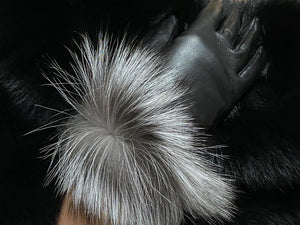 Black leather gloves /fur lining / real fox fur /professional dry clean only/European made