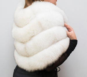 Real fox fur Shawl /white/Satin lining  /professional dry clean only / European made  