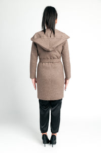 Taupe Brown cashmere coat /cashmere /wool/belted /cozy /warm/ satin lining /dry clean /European made 