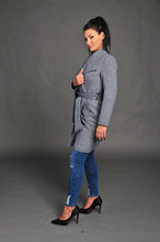 Load image into Gallery viewer, Chill Milano  cashmere coat / Mid -length / Blue silver colour /double vented face /robe style /satin lining /dry clean /imported product/
