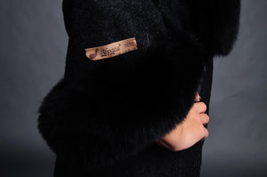 Dark Charcoal Handmade coat / 100% real fox fur / hand made / Alpaca wool /warm / cozy / stylish /evening / everyday /unique /made with love /dry clean only /European made 