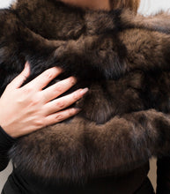 Load image into Gallery viewer,  100% real Fox Fur Shawl, satin lining, dark brown, dry clean only, imported product
