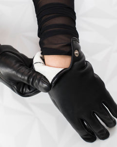 Black Biker's leather gloves /light fur lining /Casual  /professional dry clean only/European made