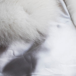 Real fox fur Shawl /white/Satin lining  /professional dry clean only / European made  