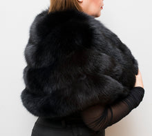 Load image into Gallery viewer, Real fox fur Shawl /Black/Satin lining  /professional dry clean only / European made  
