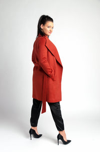 Coral Cashmere coat /satin lining /double faced /belted/ warm /stylish /silky feeling /dry clean only / European made 